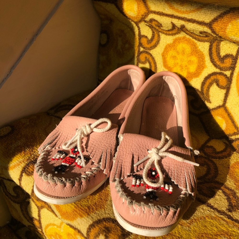 Pink Leather Minnetonka Moccasins